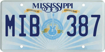 MS license plate MIB387