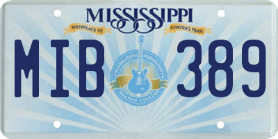MS license plate MIB389