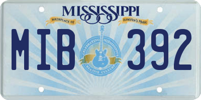 MS license plate MIB392