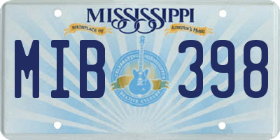 MS license plate MIB398