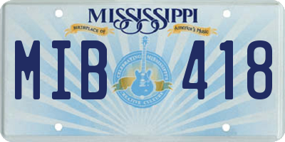 MS license plate MIB418