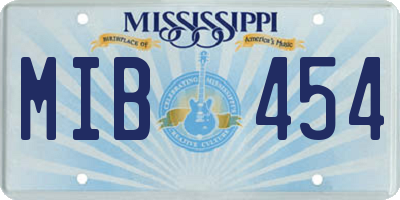 MS license plate MIB454