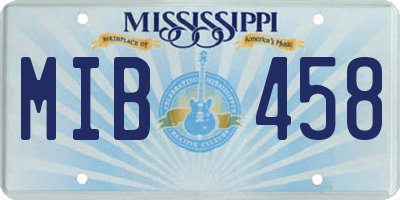 MS license plate MIB458