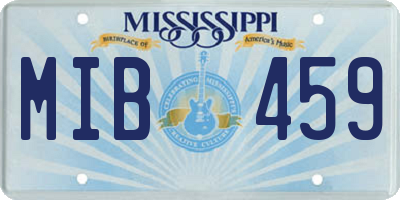 MS license plate MIB459