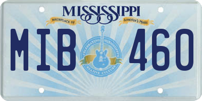 MS license plate MIB460