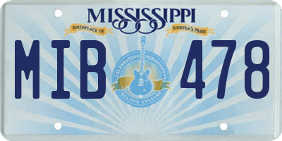 MS license plate MIB478