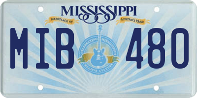 MS license plate MIB480