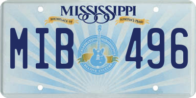 MS license plate MIB496