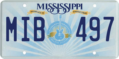 MS license plate MIB497