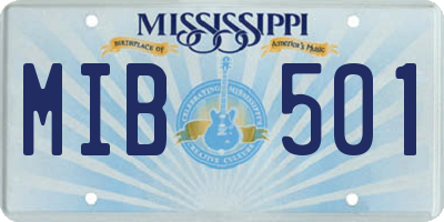 MS license plate MIB501