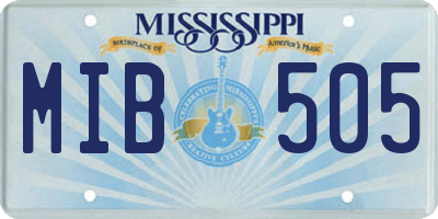 MS license plate MIB505