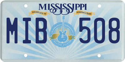 MS license plate MIB508