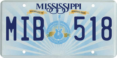 MS license plate MIB518