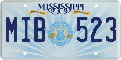 MS license plate MIB523