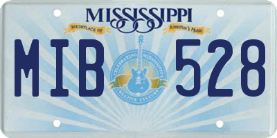 MS license plate MIB528
