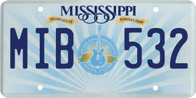 MS license plate MIB532