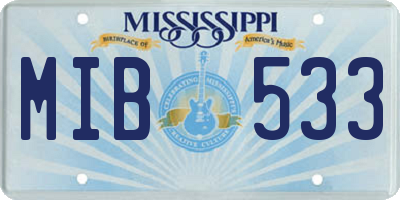 MS license plate MIB533