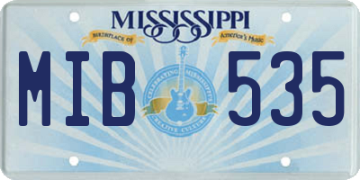 MS license plate MIB535