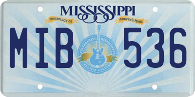 MS license plate MIB536