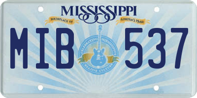 MS license plate MIB537