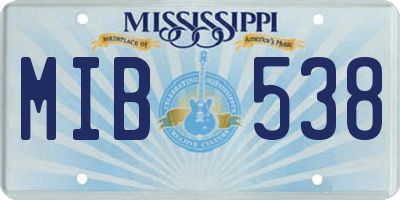 MS license plate MIB538