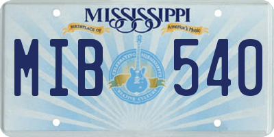 MS license plate MIB540
