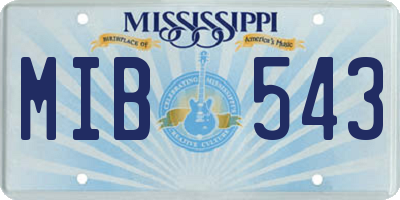 MS license plate MIB543
