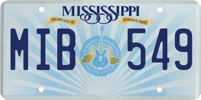 MS license plate MIB549