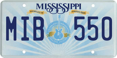 MS license plate MIB550
