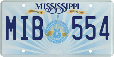 MS license plate MIB554