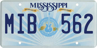 MS license plate MIB562