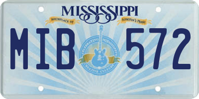 MS license plate MIB572