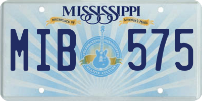 MS license plate MIB575