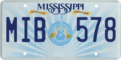 MS license plate MIB578