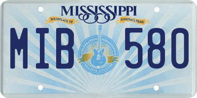 MS license plate MIB580