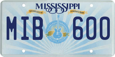 MS license plate MIB600