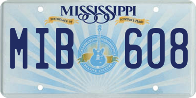 MS license plate MIB608