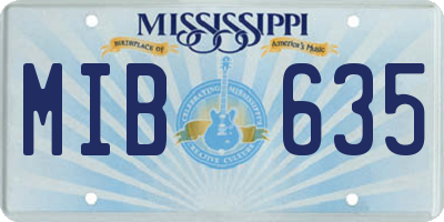 MS license plate MIB635