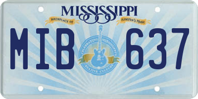 MS license plate MIB637
