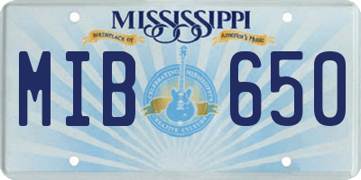 MS license plate MIB650