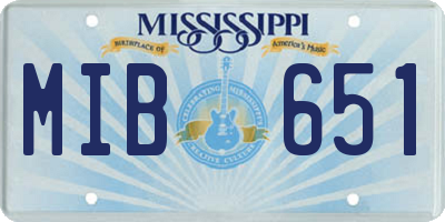 MS license plate MIB651