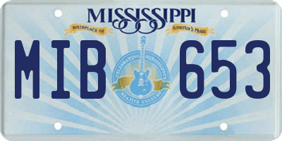 MS license plate MIB653