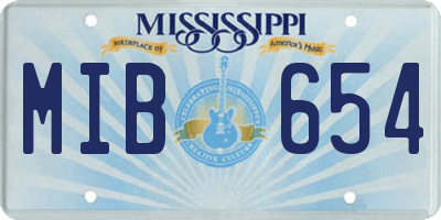 MS license plate MIB654