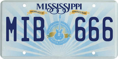 MS license plate MIB666