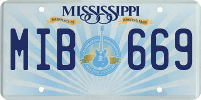 MS license plate MIB669