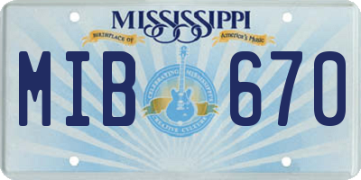 MS license plate MIB670
