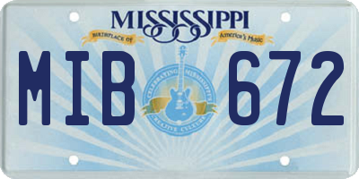 MS license plate MIB672