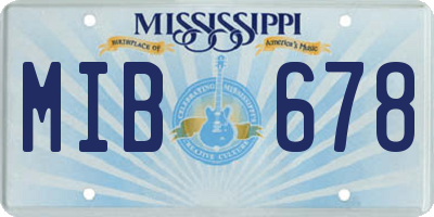MS license plate MIB678