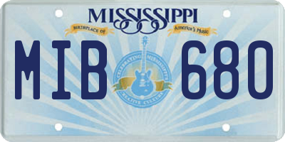 MS license plate MIB680