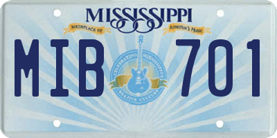 MS license plate MIB701